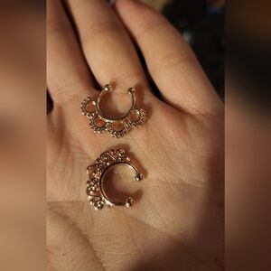 Gold-Tone Filigree Clip-On Septum Ring - Women Jewelry